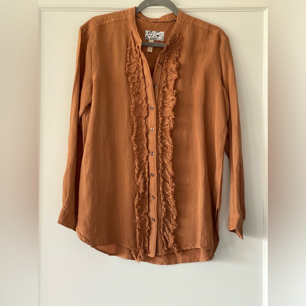 Pilcro ruffle front button down shirt